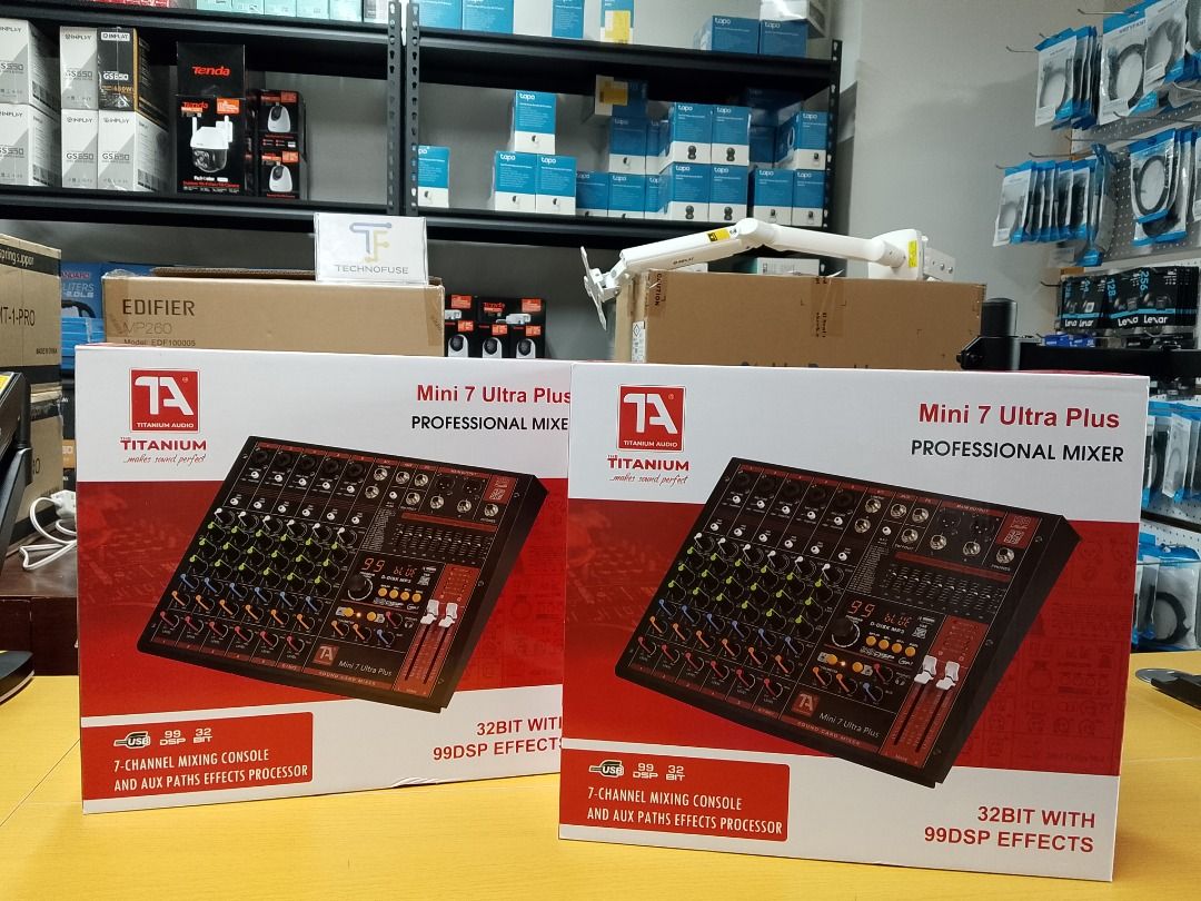 Titanium Audio Mini7 Ultra Plus Mixer 7 Channel Mixing Console (Category: Other Audio Equipment) located in Pasig City. Submitted by technofuseofficial (Listing ID 1408020762, Image 2). Description: Titanium Audio Mini7 Ultra Plus Mixer 7 Channel Mixing Console Brand New and Original Items Store Location: 4F Unit 402, 604 Shaw Boulevard, Barangay Kapitolyo, Pasig City Same Day Delivery: - Lalamove delivery within Metro Manila - For walk-ins: Alwa