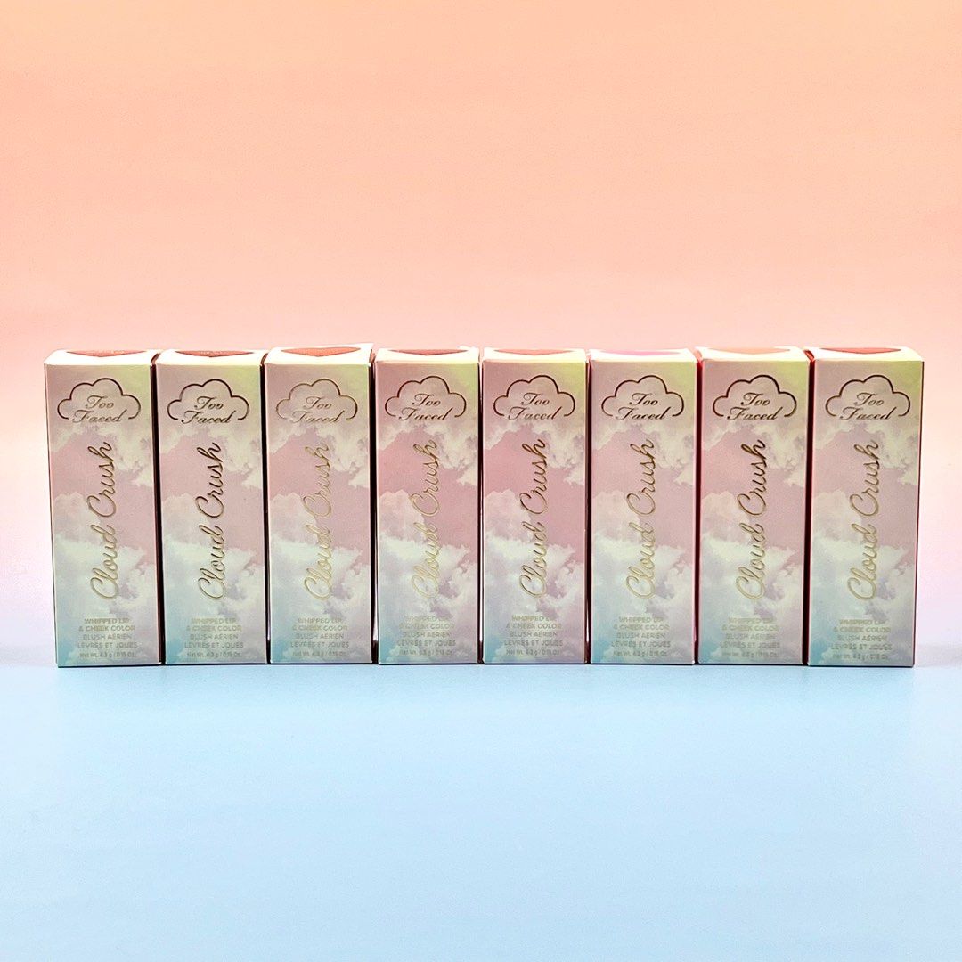 Too Faced Cloud Crush Whipped Lip & Cheek Blush (Category: Makeup) located in Quezon City. Submitted by poutandaboutshop (Listing ID 1408005394, Image 1). Description: Too Faced Cloud Crush Whipped Lip & Cheek Blush ▪️Shade Available: Hopeful Romantic Love Potion Red Velvet Peach Blur Super candy cloud Bed of roses Headliner Milk & cookies ▪️Original Price ₱ 1,595 each ✨ SHOP TERMS & SHIPPING INFO ✨ ▪️ 100% Authentic from US ▪️ First pay, first s