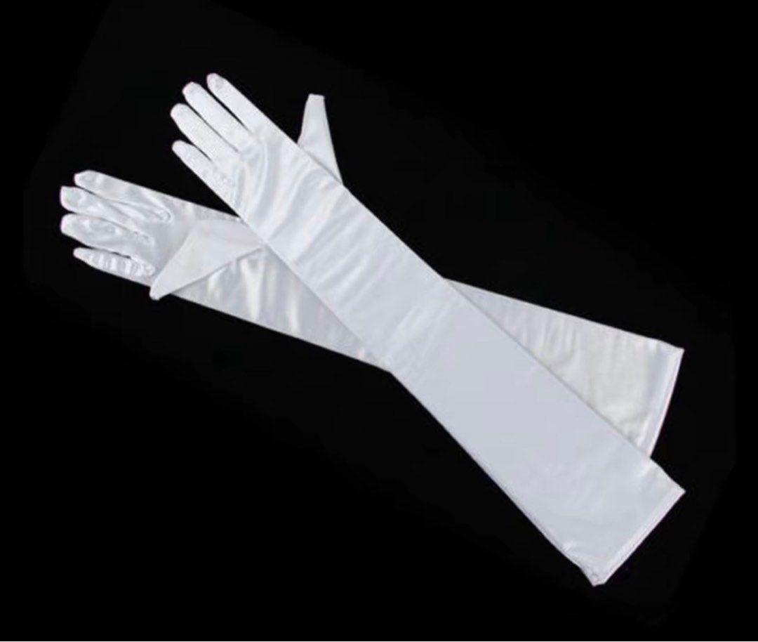 White Satin Long Gloves (Category: Gloves) located in Rizal. Submitted by preluvjay (Listing ID 1408030926, Image 1). Description: - Only used once - Elegant white satin gloves, perfect for weddings, formal events, or costumes. - Past the elbow - Made of a smooth, shiny satin material. - Ideal for completing a bridal look or adding a touch of sophistication to any outfit..