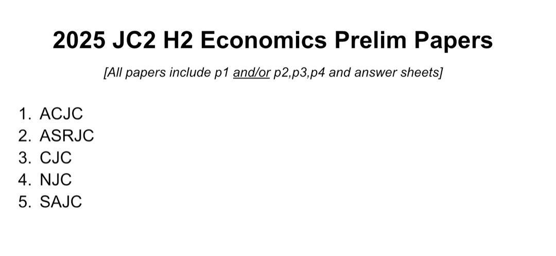 2025 JC2 H2 Economics Prelim Papers, Hobbies & Toys, Books & Magazines ...