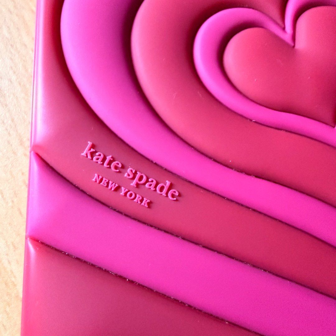 AUTHENTIC Kate Spade iPhone 14 Pro Max case (Category: Cases & Sleeves) located in Quezon City. Submitted by ccsonceloveditems (Listing ID 1408175479, Image 3). Description: Authentic Kate Spade iPhone 14 Pro Max case “Pitter Patter” red multi Puffy silicone Comes in original packaging and price tag, purchased in the US. Used once lang. RFS: Phone upgrade MOP: Gcash, BPI.