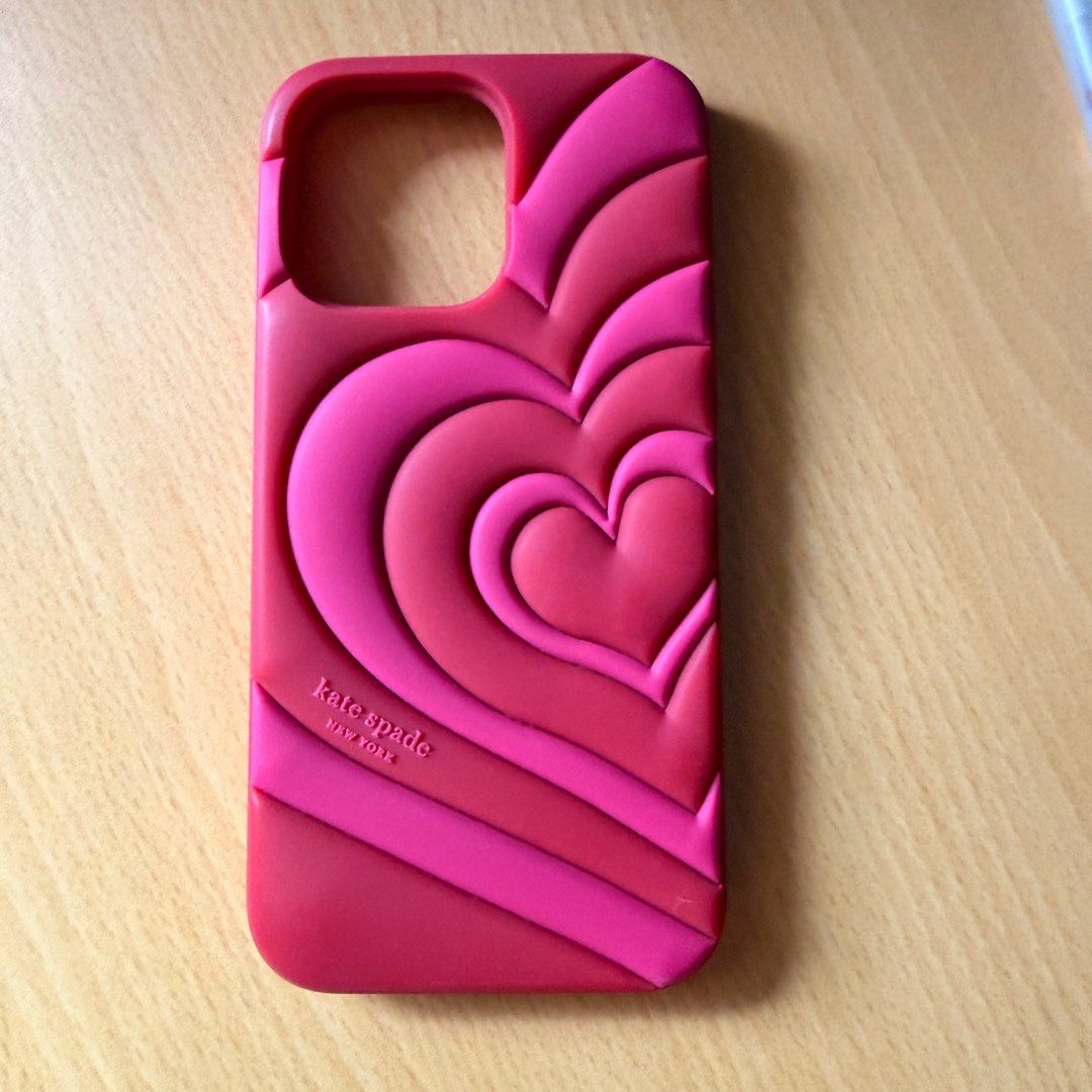 AUTHENTIC Kate Spade iPhone 14 Pro Max case (Category: Cases & Sleeves) located in Quezon City. Submitted by ccsonceloveditems (Listing ID 1408175479, Image 1). Description: Authentic Kate Spade iPhone 14 Pro Max case “Pitter Patter” red multi Puffy silicone Comes in original packaging and price tag, purchased in the US. Used once lang. RFS: Phone upgrade MOP: Gcash, BPI.