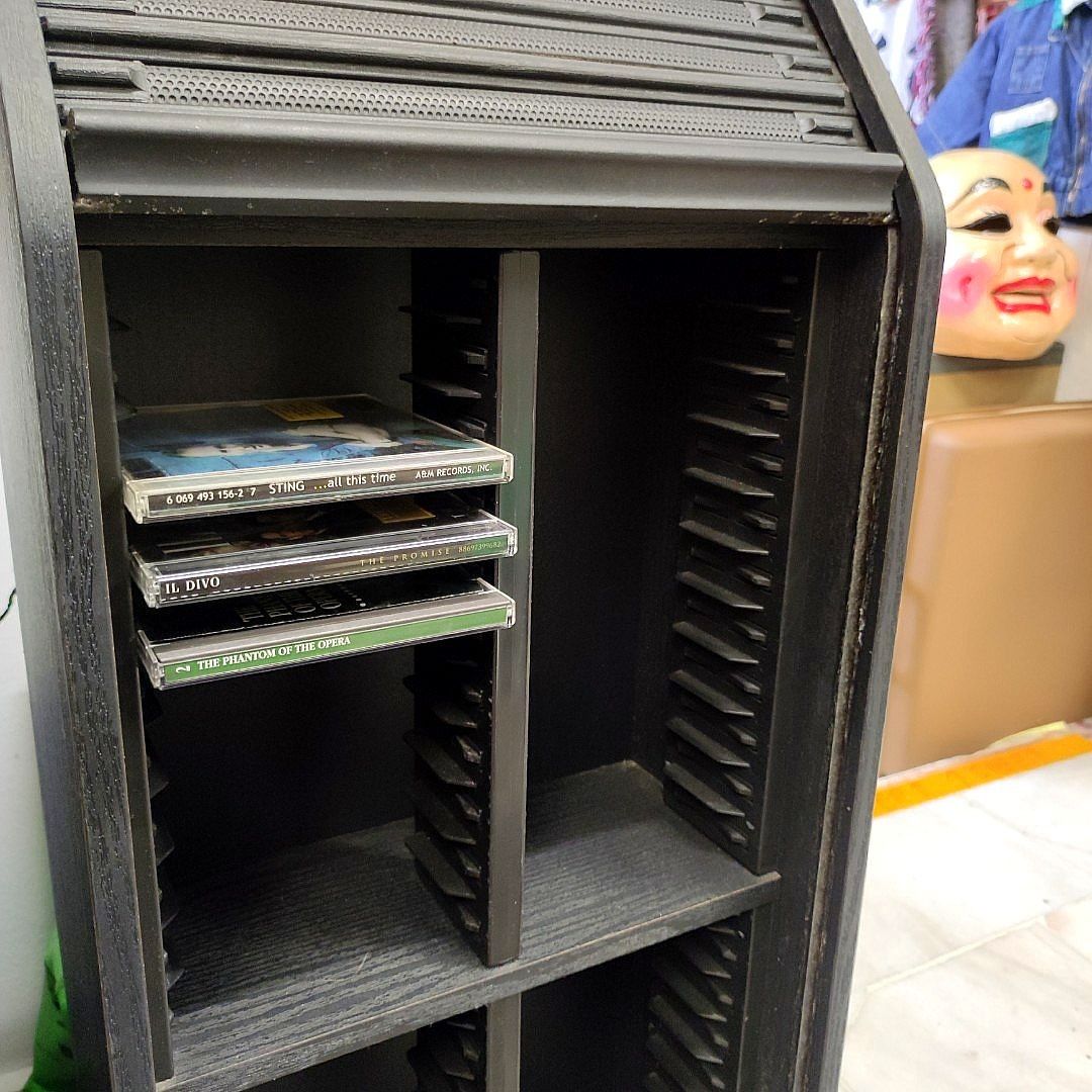 CD Storage Cabinet (Category: Shelves, Cabinets & Racks) located in Kuala Lumpur. Submitted by iii.red.reb (Listing ID 1408248815, Image 3). Description: holds 88 CDs price for 1 3 units available weird space vintage store SS4 Petaling Jaya cd music dvd cabinet storage AuviCase stereo radio speakers.