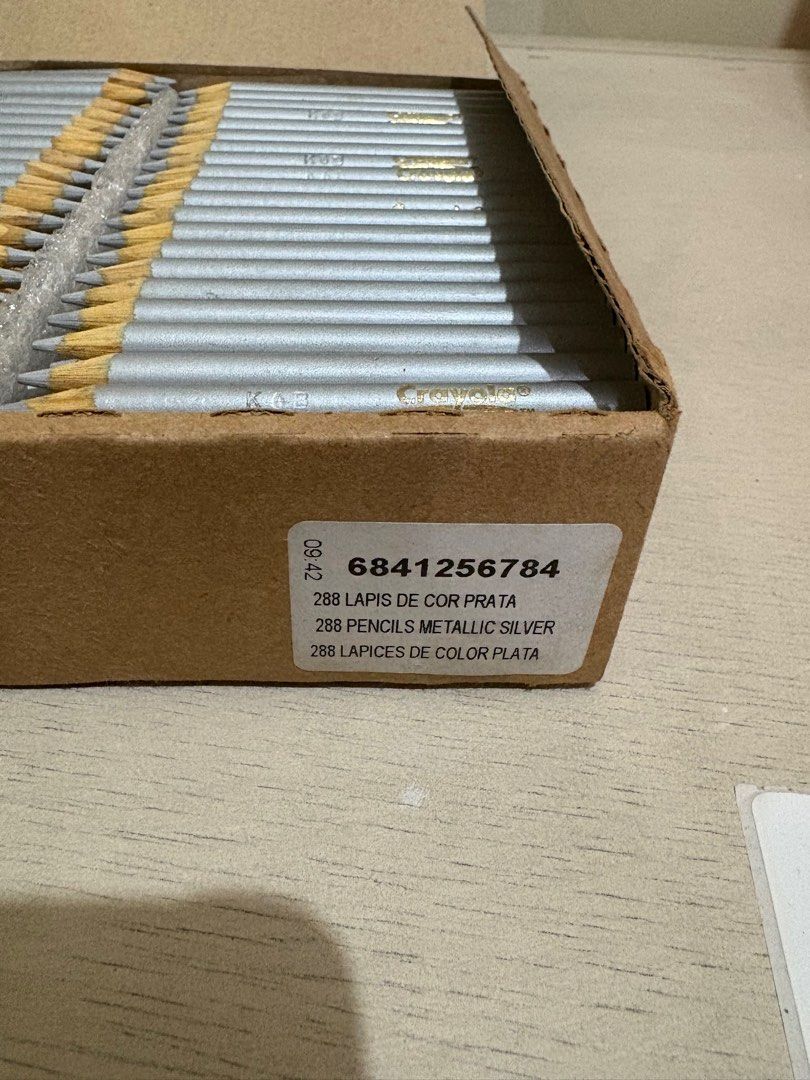 Crayola Colored Pencils - Metallic Silver 288 pcs per box (Category: Stationery & School Supplies) located in Quezon City. Submitted by helloqicks (Listing ID 1408266825, Image 3). Description: 🔘 CRAYOLA COLORED PENCILS - METALLIC SILVER 🔘 ➖ 288 pieces per box ➖ 2 boxes available. ➖ Unused. 🏷️ Selling for 500 per box. (2 box available) Location: Taguig City .