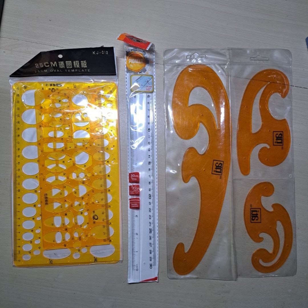 Drafting Tools Set - Large Ovals & Different Shapes Template, Ruler, French Curves (Category: Craft Supplies & Tools) located in Paranaque City. Submitted by cinnawonhaul (Listing ID 1408232290, Image 1). Description: template and ruler good as new french curve is lightly used with flaws pm for more pics.