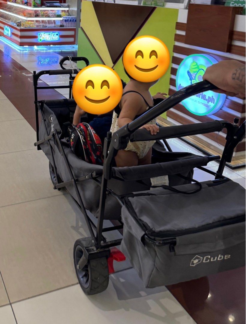 Heavy duty Wagon / Trolley - Camping (Category: Strollers) located in Cavite. Submitted by mom_declutters111 (Listing ID 1408176531, Image 2). Description: Foldable, has seatbelts and compartments. Large tires, can be used in bumpy roads/camping. Heavy duty large foldable wagon / trolley Originally bought for P15,000. Decluttering, PM if interested. Selling for P6k .