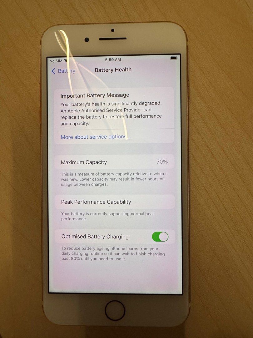 (Category: iPhone 7 Series) located in Singapore. Submitted by brownniee (Listing ID 1408258269, Image 3). Description: - iPhone 7 Plus (Rose Gold) - 32GB storage - Battery Health: 70% - Good working condition - Minor cosmetic wear - iOS 15.8.4 - Phone only (no accessories).