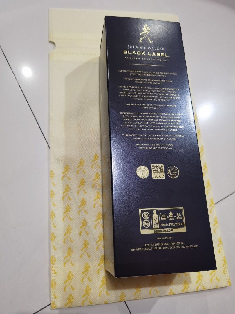 Johnnie Walker 1L Black Label 12 Year Old (Category: Beverages) located in San Juan City. Submitted by onlinecabinet (Listing ID 1408276163, Image 2). Description: [AUTHENTIC/NEW] Johnnie Walker Black Label 1L 12 Year Old - With original box - Comes with protective cloth 2 bottles available Delivery via Grab or Lalamove c/o buyer.