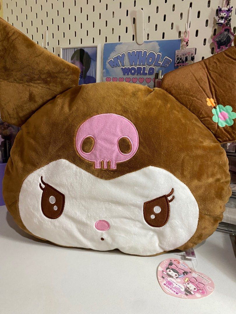 Kuromi Brown Plush Pillow Cushion (Category: Plushies & Soft Toys) located in Calamba. Submitted by jkcartz (Listing ID 1408263866, Image 1). Description: - brand new with paper tags - official sanrio product from Japan - 45x40 cm size loc: Laguna mop: gcash mod: j&t and sdd.