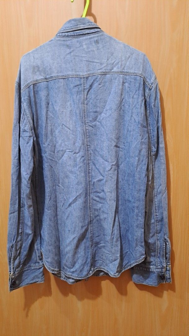 Levi's Engineered Jeans Denim Jacket (Category: Coats, Jackets and Outerwear) located in Las Pinas. Submitted by beng2024 (Listing ID 1408158569, Image 3). Description: - Levi's Engineered Jeans denim jacket - Size: M - Color: Light blue wash, very soft material - Features: Two chest pockets, button closures - Condition: Minor wear on sleeves - Made in Turkey dimensions: shoulder to shoulder 19" armpit to armpit 20" sleeves 27" length 31" .