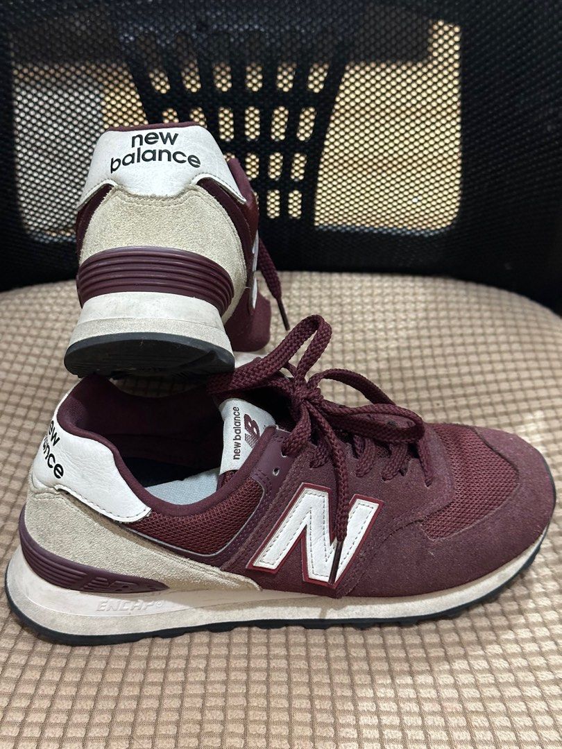 New Balance Unisex 574 Maroon (Category: Sneakers) located in Quezon City. Submitted by declutteredbyshell (Listing ID 1408286144, Image 3). Description: New Balance Unisex 574 – Maroon Size: US M7 / W8.5 | UK 6.5 | EU 40 • Original Price: ₱5,500.