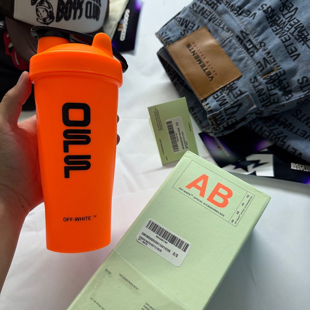 Off-White Shaker Water Bottle (Category: Water Bottles & Tumblers) located in Manila. Submitted by godspeedmnl (Listing ID 1408157843, Image 2). Description: Off-White Shaker Water Bottle 2,189PHP / Colorway: PICS Package included: • Off-White Shaker Water Bottle x 1 • Paper Bag • Free waterproof stickers! -These free waterproof stickers can be used on phones, laptops, and other devices. • GodspeedMnl logo sticker. - • SAME DAY DELIVERY thru Lala