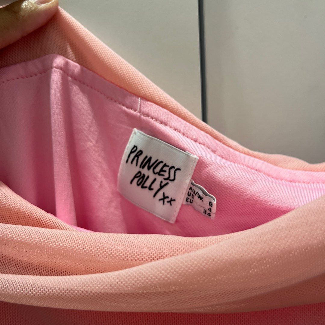 princess polly pink mesh off shoulder top (Category: Blouses) located in Manila. Submitted by clovesu (Listing ID 1408157926, Image 2). Description: s-m peach pink irl no ww, not my size.