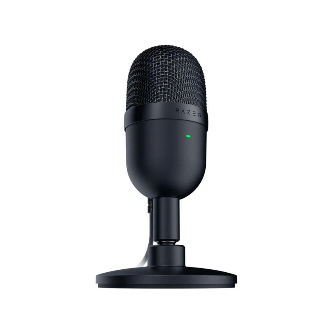 Razer Sieren Mini + Microphone Arm (Category: Microphones) located in Manila. Submitted by lodburger (Listing ID 1408223848, Image 1). Description: - Razer Seiren Mini microphone (black) - Black boom arm included - Boom arm features: - Desk clamp - Microphone holder - Adjustable springs - Microphone has a small green light.