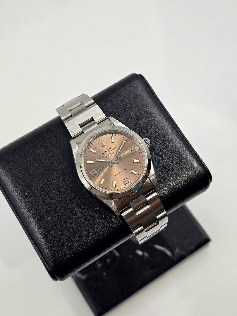 Rolex Airking 34MM Salmon Pink Dial Complete Set (Category: Luxury Watches) located in Makati City. Submitted by jracastelar (Listing ID 1408162980, Image 3). Description: Rolex Airking 34MM 14000 1997 Salmon Pin Dial Creamy Patina Lume Complete Set 9/10 288,500.