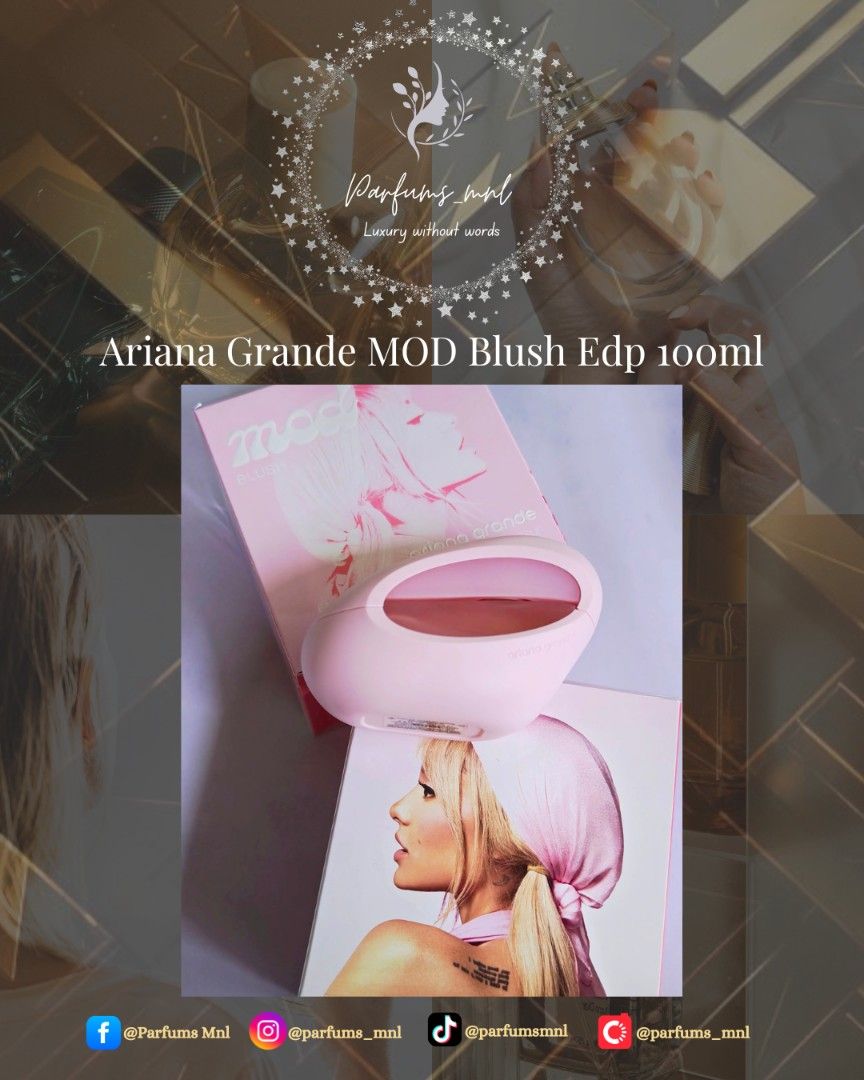 Ariana Grande Mod Blush 100ml Edp (Category: Fragrance & Deodorants) located in Manila. Submitted by parfums_mnl (Listing ID 1408328846, Image 1). Description: Ariana Grande Mod Blush 100ml Edp ❗PLS. READ❗ ⚠️Prices may change without prior notice❗ ✅All of our perfumes/products are 101% Guaranteed Original ✅Onhand Manila PH 🇵🇭 ✅All are Brand New In Box (BNIB) /Sealed ✅ALL PICTURES ARE ACTUAL. What you see in the picture, is what you will get! ✅P