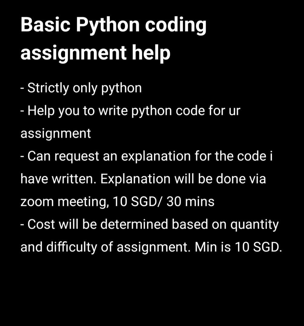 Basic Python coding help, Everything Else on Carousell