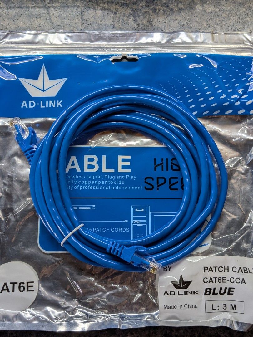CAT6E 3 Meters Ethernet LAN Cable (Category: Networking) located in Quezon City. Submitted by joewack (Listing ID 1408404847, Image 1). Description: CAT6E 3 Meters Ethernet LAN Cable brand new loc Quezon City shipping Lalamove, LBC cod/gcash .