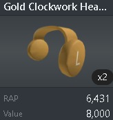(CHEAPEST ROBLOX LIMITED) Gold Clockwork Headphones roblox, Video ...