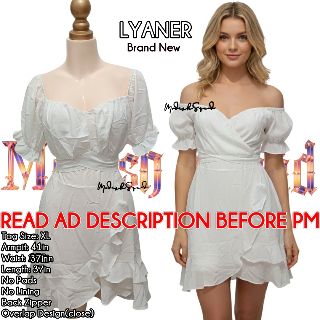 COD Bnew LYANER Dress Extra Large Plus Size Two-way Dress Puff Sleeve ...