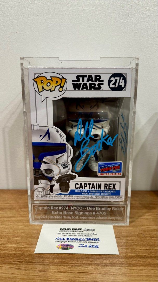 Funko Captain Rex NYCC signed by Dee Bradley Baker (Category: Figurines & Statues) located in Antipolo. Submitted by agentjic (Listing ID 1408334781, Image 1). Description: 274 Captain Rex NYCC signed by Dee Bradley Baker with COA-₱25,000.