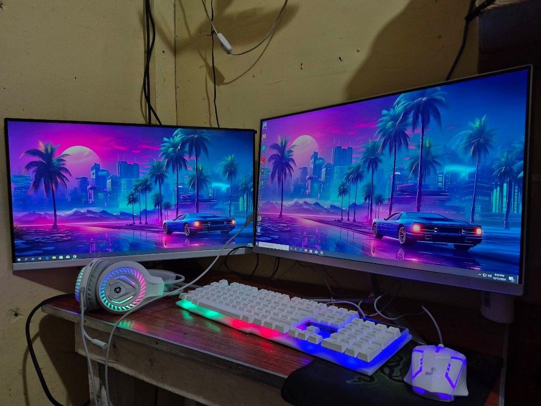 Gaming PC Setup with Dual Monitors (Category: Desktops) located in San Pedro. Submitted by jheck0 (Listing ID 1408427049, Image 1). Description: GAMING & OFFICE PC SET 🔥Set 1 🔎UNIT DETAILS: •‎5 7th gen •‎16 gb ram ddr4 •‎240gb ssd •‎H110 motherboard •‎22 inches monitor Frames less Asus brand with hdmi port vga •‎Brandnew case with rgb •‎Naka windows 10 with ms office na at games ‎ 💵Price: ‎9100 🔥Set 2 ‎🔎UNIT DETAILS: •‎7 7th gen •‎8 gb ram d