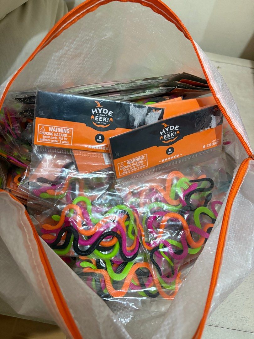 Halloween Toy Snakes - As Pack (Category: Occasions & Party Supplies) located in Quezon City. Submitted by helloqicks (Listing ID 1408381492, Image 1). Description: 🔘TOY SNAKES AND HALLOWEEN PAPER MASK 🔘 ➖ SOLD AS PACK ONLY ➖ 65 sets of 8 piece toy snakes ➖ 2 sets of 24 halloween paper mask ➖ Unused. 🏷️ Selling for 500 for all / as lot Location: Taguig City .
