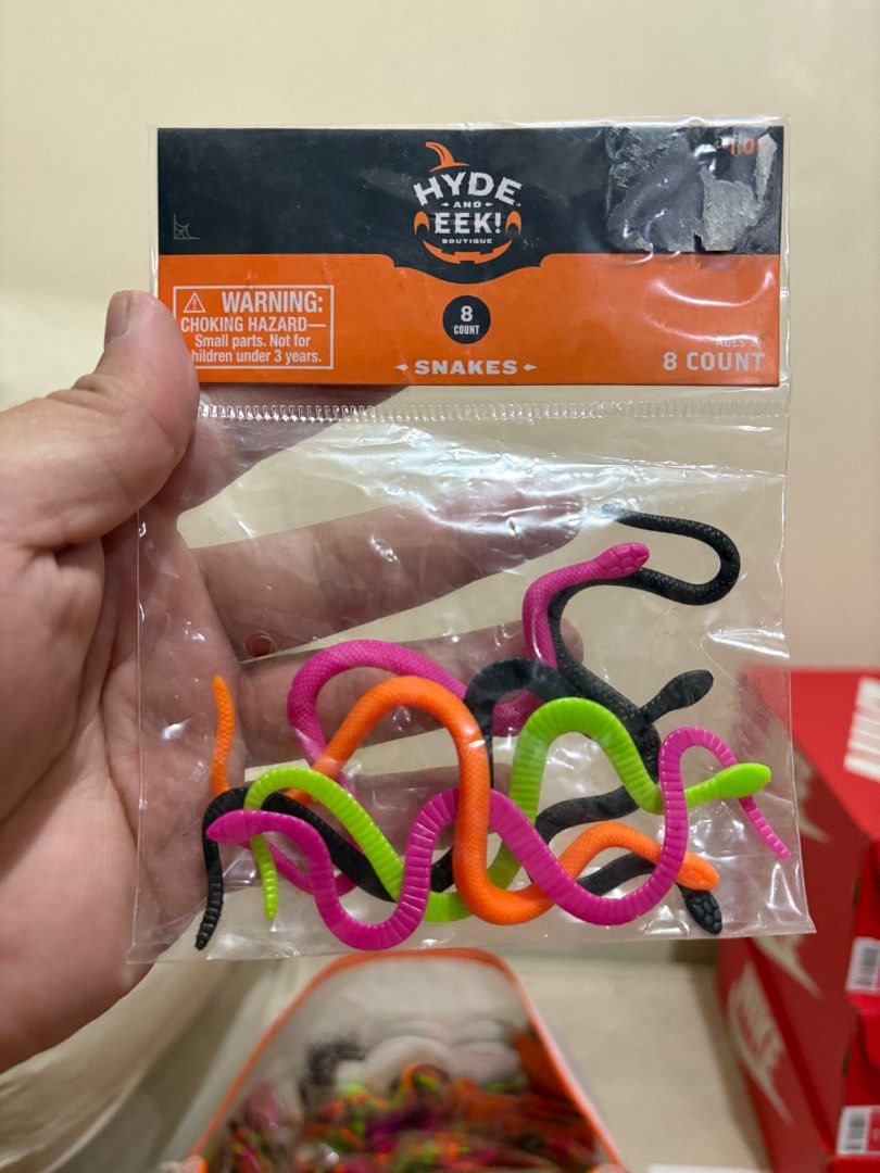 Halloween Toy Snakes - As Pack (Category: Occasions & Party Supplies) located in Quezon City. Submitted by helloqicks (Listing ID 1408381492, Image 2). Description: 🔘TOY SNAKES AND HALLOWEEN PAPER MASK 🔘 ➖ SOLD AS PACK ONLY ➖ 65 sets of 8 piece toy snakes ➖ 2 sets of 24 halloween paper mask ➖ Unused. 🏷️ Selling for 500 for all / as lot Location: Taguig City .