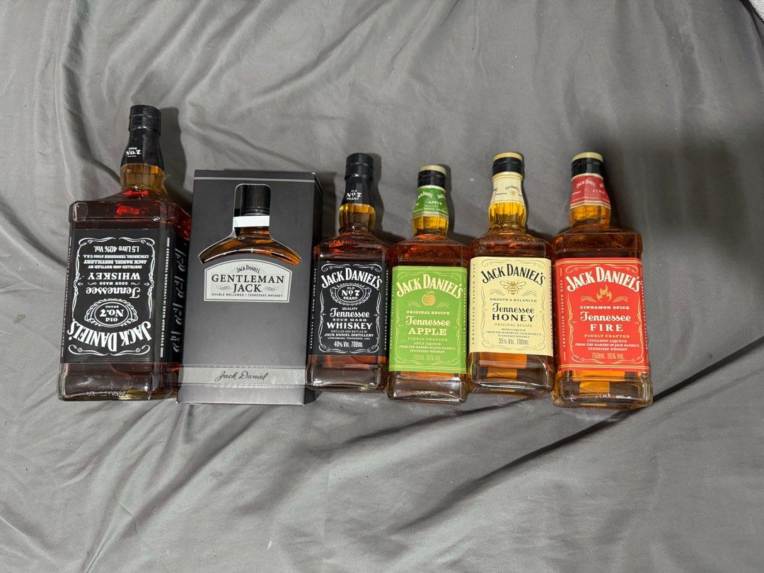 Jack Daniel's Whiskey Collection and flavors (Category: Beverages) located in Pasig City. Submitted by robbiseraphin (Listing ID 1408403332, Image 1). Description: JD Bottle selling: Below S&R prices A. JD regular 1.5 L - 1,500 php (1 pc left) B. JD 700 ml - 900 php: Jack Honey - 5 pcs Jack Fire - 6 pcs Jack Apple - 4 pcs Jack Regular - 4 pcs C. Gentleman Jack double mellowed 750 ml WITH BOX - 1.3k (2 pcs left) .