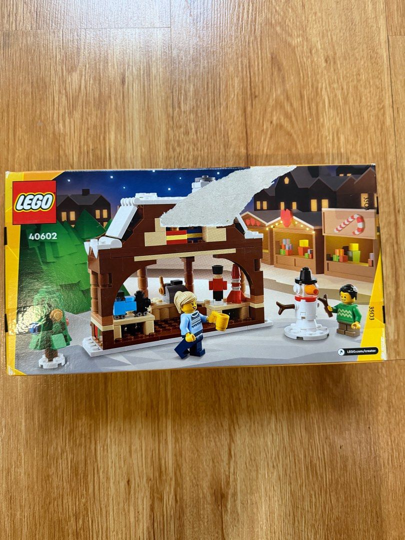 Lego 40602 Creator Winter Market Stall (Category: Lego & Building Sets) located in Quezon City. Submitted by rubicscube (Listing ID 1408410503, Image 2). Description: BNIB. Sealed. Box condition as in photos. MOP: GCash, BPI Buyer to arrange and shoulder pick up from Commonwealth QC - Lego Creator Winter Market Stall set - Features a gingerbread-style stall - Includes minifigures and festive accessories - Designed for ages 8+ - Box shows snowman,