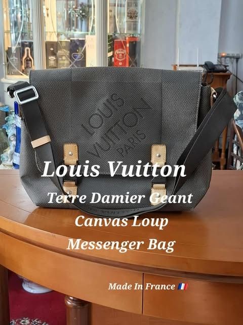 Louis Vuitton Terre Damier Geant (Category: Luxury Bags & Wallets) located in Manila. Submitted by trendsettershoppe (Listing ID 1408399203, Image 1). Description: Louis Vuitton Terre Damier Geant Canvas Loup Messenger Bag or Laptop Bag. Size: 12 x 15 x 5, inches. Pre-loved. Ftom Japan.