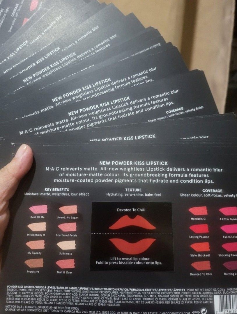MAC Devoted to Chili sample (Category: Makeup) located in Imus. Submitted by a.niko (Listing ID 1408486626, Image 1). Description: - MAC Devoted to Chili Powder Kiss Lipstick sample. - Weightless formula. - Matte finish with a romantic blur effect. - Features the iconic Devoted to Chili shade..