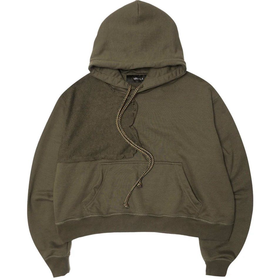 MN+LA Deconstructed Hoodie in Olive - Extra Large (Category: Hoodies) located in Manila. Submitted by phenommae (Listing ID 1408329518, Image 1). Description: - MN+LA Deconstructed Hoodie - Olive color - Extra Large size - Unique deconstructed design - Split color scheme - Drawstring hood - Kangaroo pocket - Brand new, still in original packaging - Original price: PHP 1,970.00 -Rfs: Decluttering.