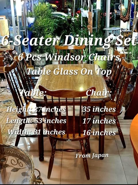 Modern and Elegant 6-Seater Dining Furniture Set. 6 Pcs. Windsor Chairs ...
