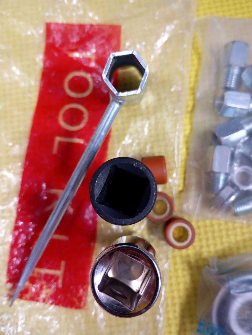 Motorcycle Bike Scooter Tool Kit TAKE ALL (Category: Tires & Rims) located in Quezon City. Submitted by ana-chan (Listing ID 1408342611, Image 3). Description: Motorcycle tool kit for DIY maintenance. Includes sockets, wrench, screwdriver, roller weights, bearings, and bolts etc.. Ready to use! Located in Sauyo, QC. Can do same day delivery or any of your preferred couriers. Available as long as posted!.