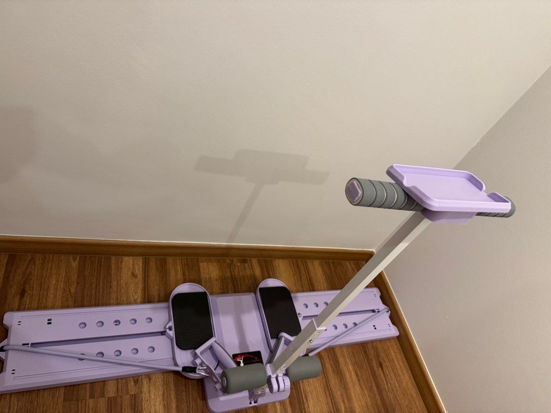 Multi-function Leg Ski Machine - Purple (Category: Cardio & Fitness Machines) located in Singapore. Submitted by rei001 (Listing ID 1408432292, Image 1). Description: Almost like brand new, bought it at $35. I have added the soft pad to stand on, so that it is safer and better for you to work out on it. .