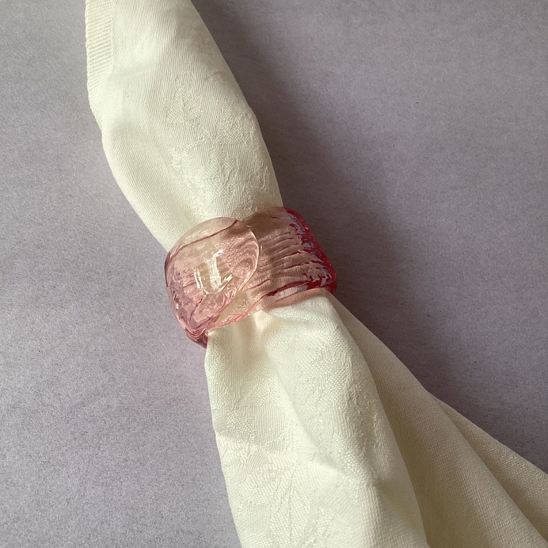 Pink Art Glass Napkin Ring (Category: Dinnerware & Cutlery) located in Davao. Submitted by eclectic1925 (Listing ID 1408300600, Image 2). Description: Php250 Pink Art Glass Napkin Ring H: 1.5 inches L: 2.3 inches Please REVIEW PHOTOS First to pay.