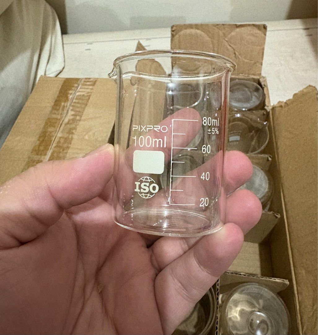 Pixpro 100ml Beaker - sold as pack (Category: Medical Supplies & Tools) located in Quezon City. Submitted by helloqicks (Listing ID 1408382753, Image 2). Description: MOVING OUT SALE 🔘 Pixpro 100ml Beaker 🔘 ➖ SOLD AS PACK ONLY ➖ 20 pieces ➖ Unused. 🏷️ Selling for 200 for 2-boxes ( total of 20 beakers) Location: Taguig City .