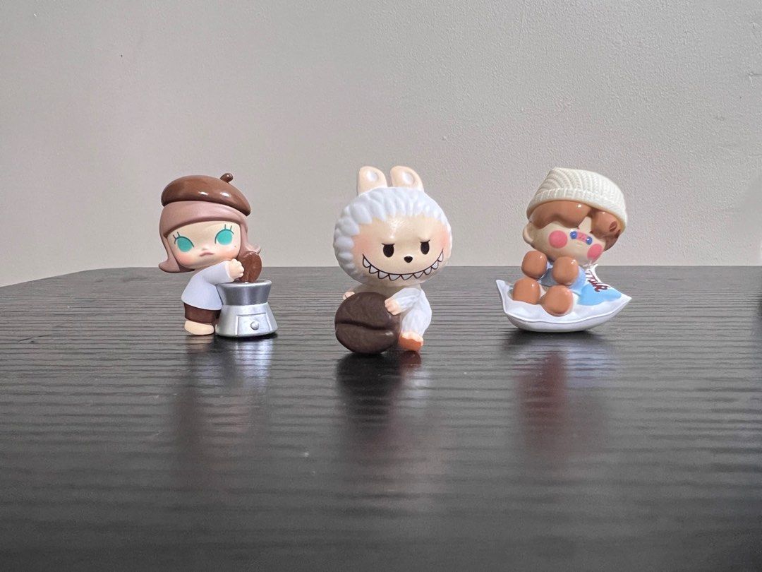 POP MART POP BEAN Coffee Factory (Category: Designer & Blind Box Toys) located in Laoag. Submitted by thegreatjunomars (Listing ID 1408382266, Image 1). Description: POP MART POP BEAN Coffee Factory Sold as SET only. Includes Molly, Labubu, and Pino Jelly.