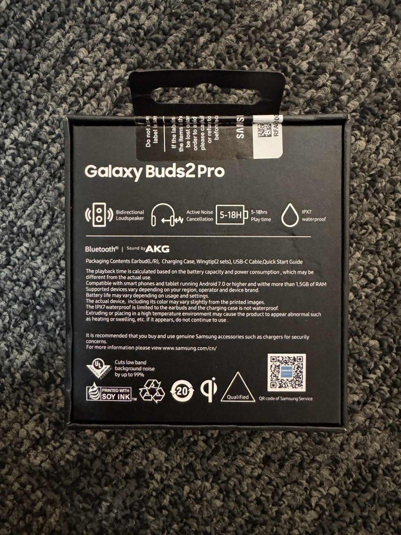 Samsung Galaxy Buds2 Pro premium copy (Category: Headphones & Headsets) located in Makati City. Submitted by affordableeleganceemporium (Listing ID 1408489578, Image 2). Description: premium copy Never used • Perfect condition AKG sound + strong ANC Slide 3 (box back) SUPPORT WIRELESS CHARGING ✓ Active Noise Cancellation ✓ IPX7 waterproof ✓ 8 to 10 hrs playtime + case ✓ 360 Audio.