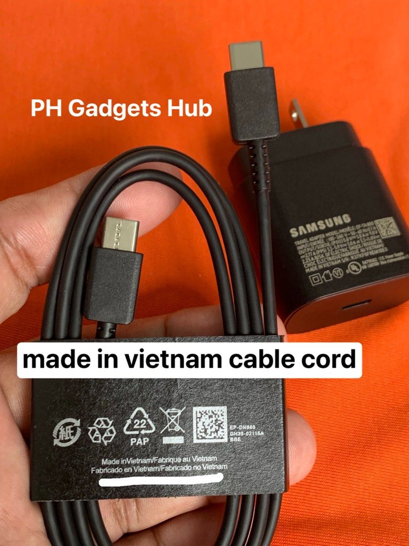 Samsung Super Fast Charging 25W Vietnam variant (Category: Chargers & Cables) located in San Juan City. Submitted by ph_gadgets_hub (Listing ID 1408337101, Image 2). Description: 💯% 25W Samsung Super Fast Charger😍 💯% Data sync supported 💯% Vietnam Certified 💯% Brand new WE ARE STILL ON SALE ❗️❗️❗️ Set Promo!! ₱600 Set 25W Samsung Travel Adapter with Type C to Type C Cable Super Fast Charging vietnam with serial number🔥 ₱500 25W Samsung Trav