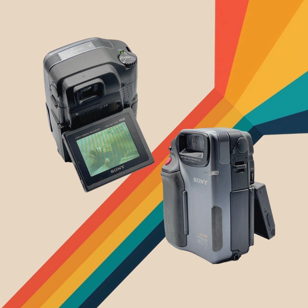 SONY CCD-SC7 Hi8 Video camcorder (RARE) (1994) (Category: Video Cameras) located in Makati City. Submitted by maka-luma (Listing ID 1408393521, Image 1). Description: FULLY WORKING ✔️ Record ✔️ Rewind & FF ✔️ Tape eject ✔️ Manual Viewfinder ✔️ Color LCD ✔️ Magnifier READY TO USE! 📹📼🔋Inclusions: -Camera unit -Sony Camera hand strap -Sony Camera shoulder strap -Fresh new Hi8 blank Tape -New Battery -Battery charger -RCA Cables -S1 Video - LCD sc