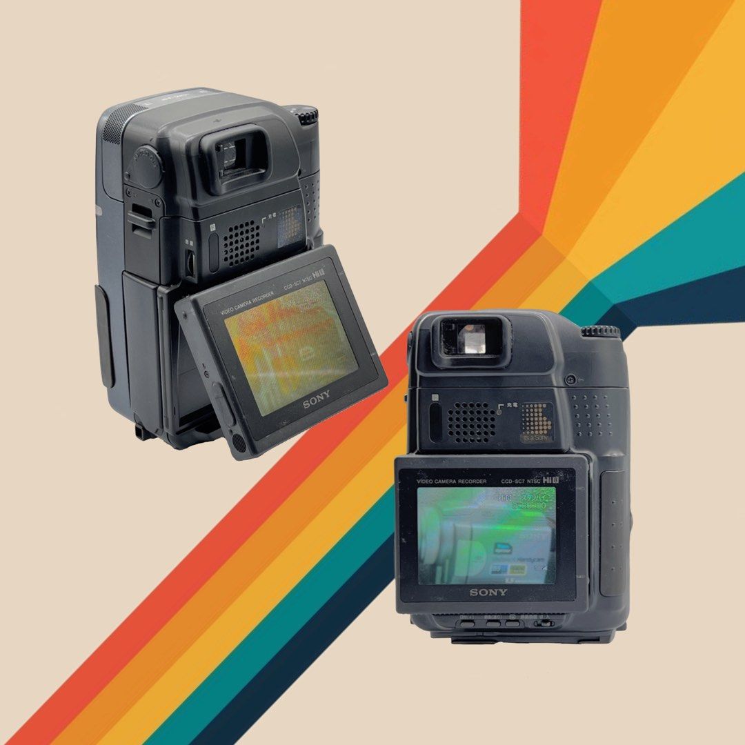 SONY CCD-SC7 Hi8 Video camcorder (RARE) (1994) (Category: Video Cameras) located in Makati City. Submitted by maka-luma (Listing ID 1408393521, Image 2). Description: FULLY WORKING ✔️ Record ✔️ Rewind & FF ✔️ Tape eject ✔️ Manual Viewfinder ✔️ Color LCD ✔️ Magnifier READY TO USE! 📹📼🔋Inclusions: -Camera unit -Sony Camera hand strap -Sony Camera shoulder strap -Fresh new Hi8 blank Tape -New Battery -Battery charger -RCA Cables -S1 Video - LCD sc