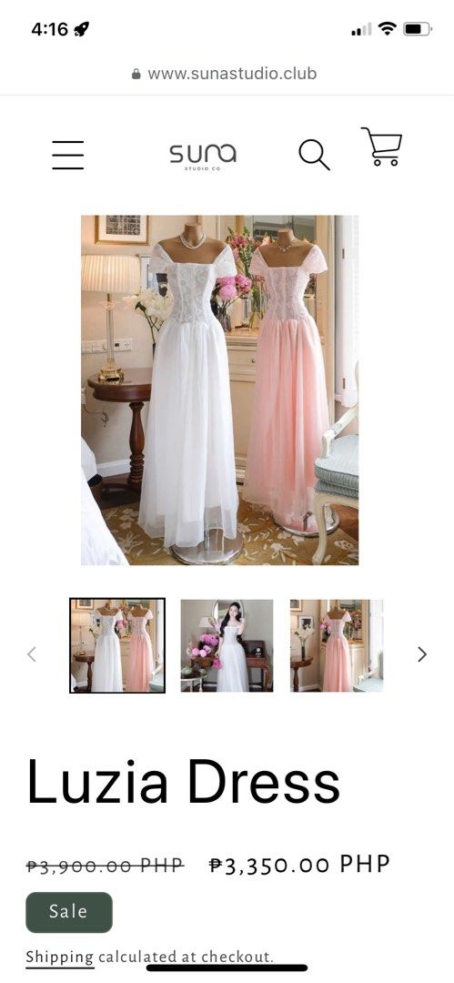 Suna Studio Luzia White Dress (Category: Dresses) located in Mandaluyong City. Submitted by cathyyy21 (Listing ID 1408384089, Image 3). Description: Used twice. Selling for 2,500 - Off-shoulder puff sleeves - Embroidered bodice with sculpted waist - Flowing tulle skirt with soft pleats - Lightweight mesh with floral embroidery - Soft tulle overlay skirt - Fully lined for comfort - Available in size S.