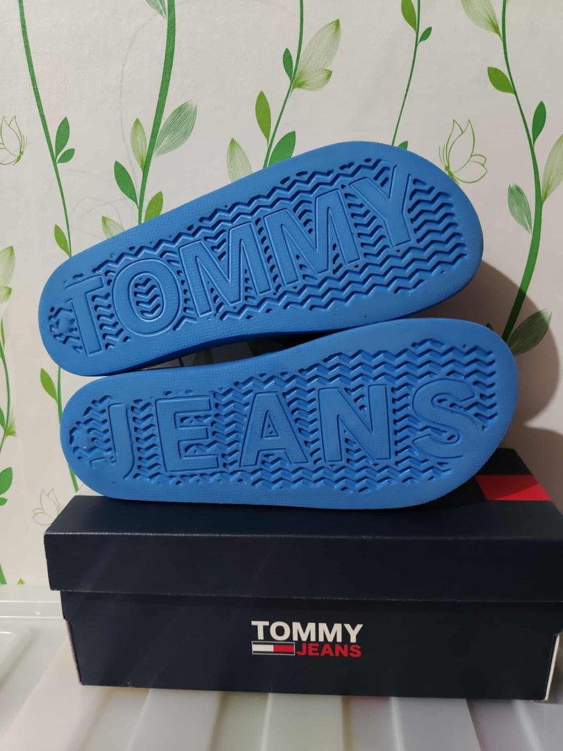 Tommy Jeans Deep Sky Blue Sandals EU 38 (Category: Slippers & Slides) located in Manila. Submitted by boyli13 (Listing ID 1408378656, Image 2). Description: - Authentic Tommy Jeans sandals - Color: Deep Sky Blue - Features Tommy Jeans logo - Size: EU 38, UK 5, 7 1/2, 24 cm - Includes original box and tags - Tommy Jeans branding on sole.