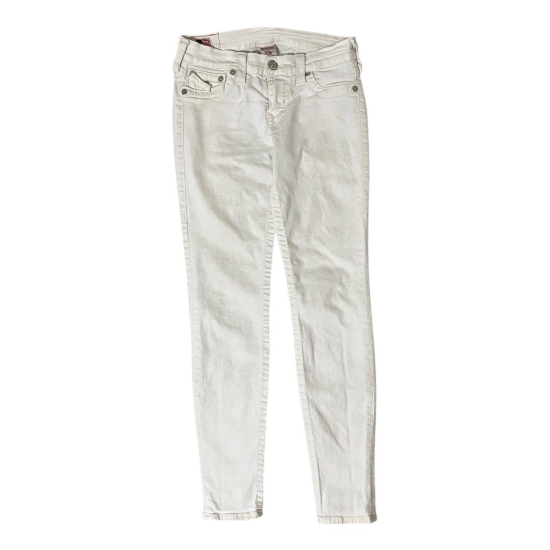 True Religion x Serena White Denim Pants (Category: Jeans) located in Subic. Submitted by quickieflips (Listing ID 1408350703, Image 2). Description: True Religion x Serena White Denim Pants Made in USA Waistline: 28-30 Length: 36.5” Front Rise: 8.5” Back Rise: 13” Inseam: 27.5” Leg Opening: 5” Issue: Minimal loose stitching (repairable) 400 php Shipping fee will be shouldered by the buyer Location: Olongapo / Subic.