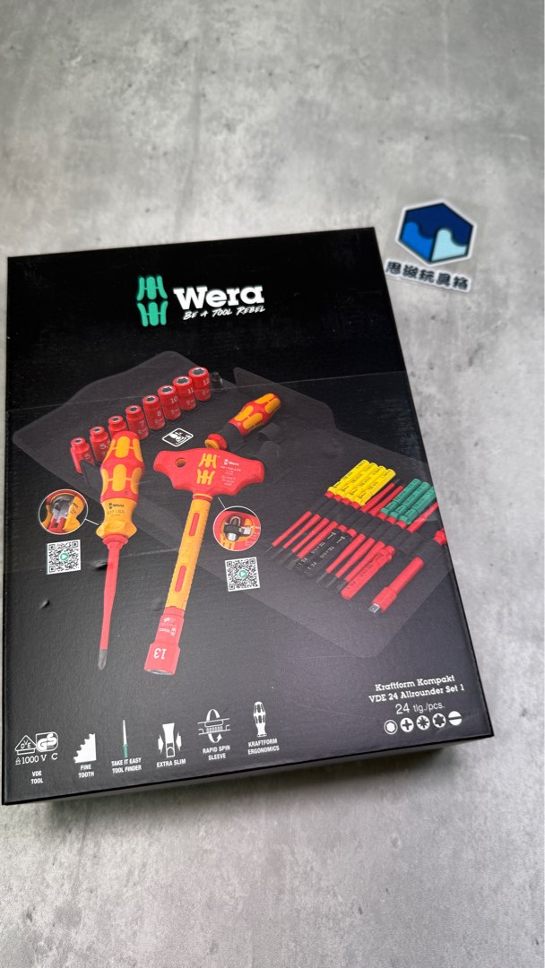 Set D'outils VDE Wera Kraftform Kompakt 24 Allrounder - 25 Pièces - Porte-embouts, Douilles, Langes