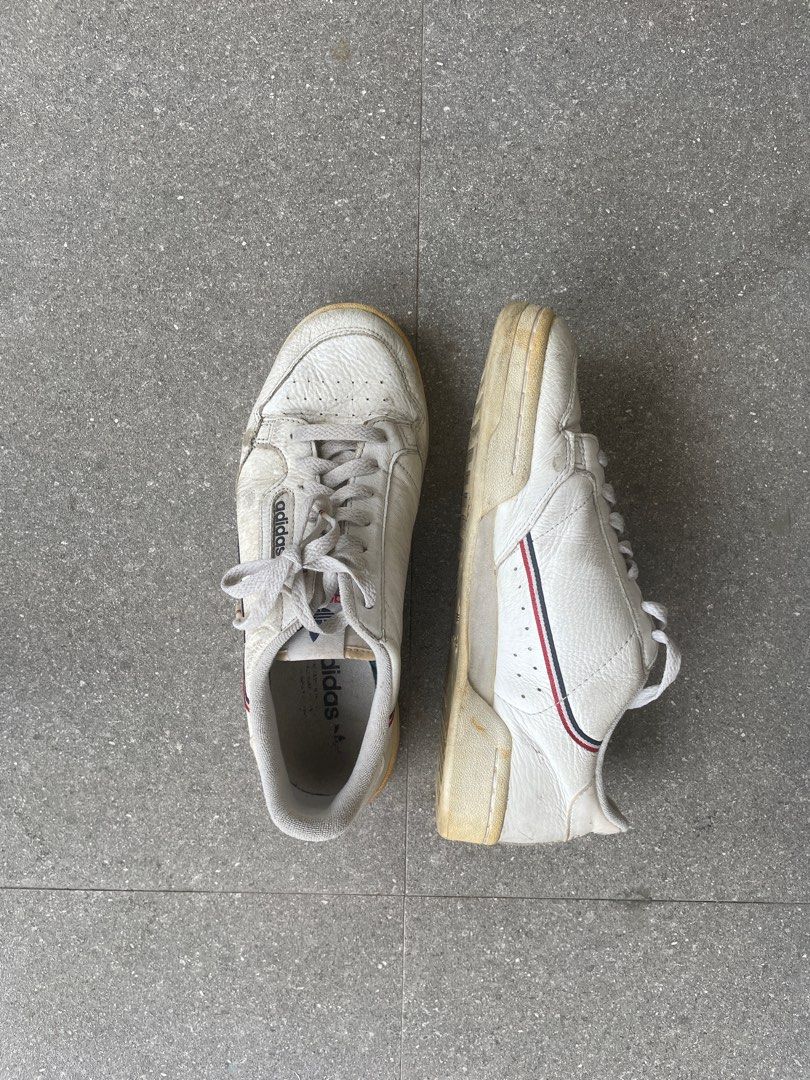 Adidas Continental 80s White Sneakers (Category: Sneakers) located in Quezon City. Submitted by xizoct (Listing ID 1408507879, Image 2). Description: authentic needs cleaning.