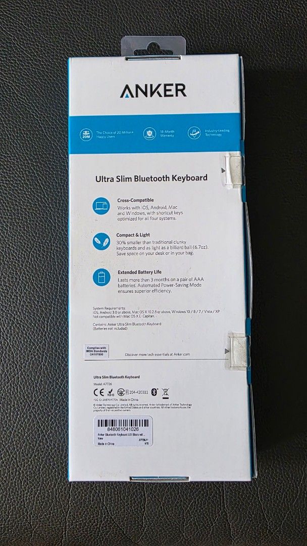BN Bluetooth Keyboard - Anker Ultra Slim479255652950364161
