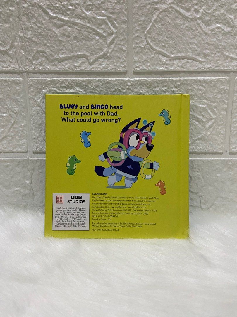 Bluey — The Pool (Category: Children's Books) located in Caloocan City. Submitted by dmbooknook (Listing ID 1408604874, Image 2). Description: - Excellent Condition - Small-sized Hardcover - Colorful Illustration, glossy pages 📍 Books are preloved and may have flaws like tears, creases, shelf wear, small writing, tanning, foxing, etc. Please manage your expectations. Happy Reading! 📚🩵 - Children’s books - Toddlers’ books - Short Stories - Bedt